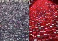 В Китае автомобили оказались в гигантской пробке на шоссе с 50 полосами движения